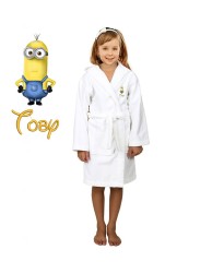 Yellow Banana Cartoon Design & Custom Name Embroidery on Kids Hooded Bathrobe